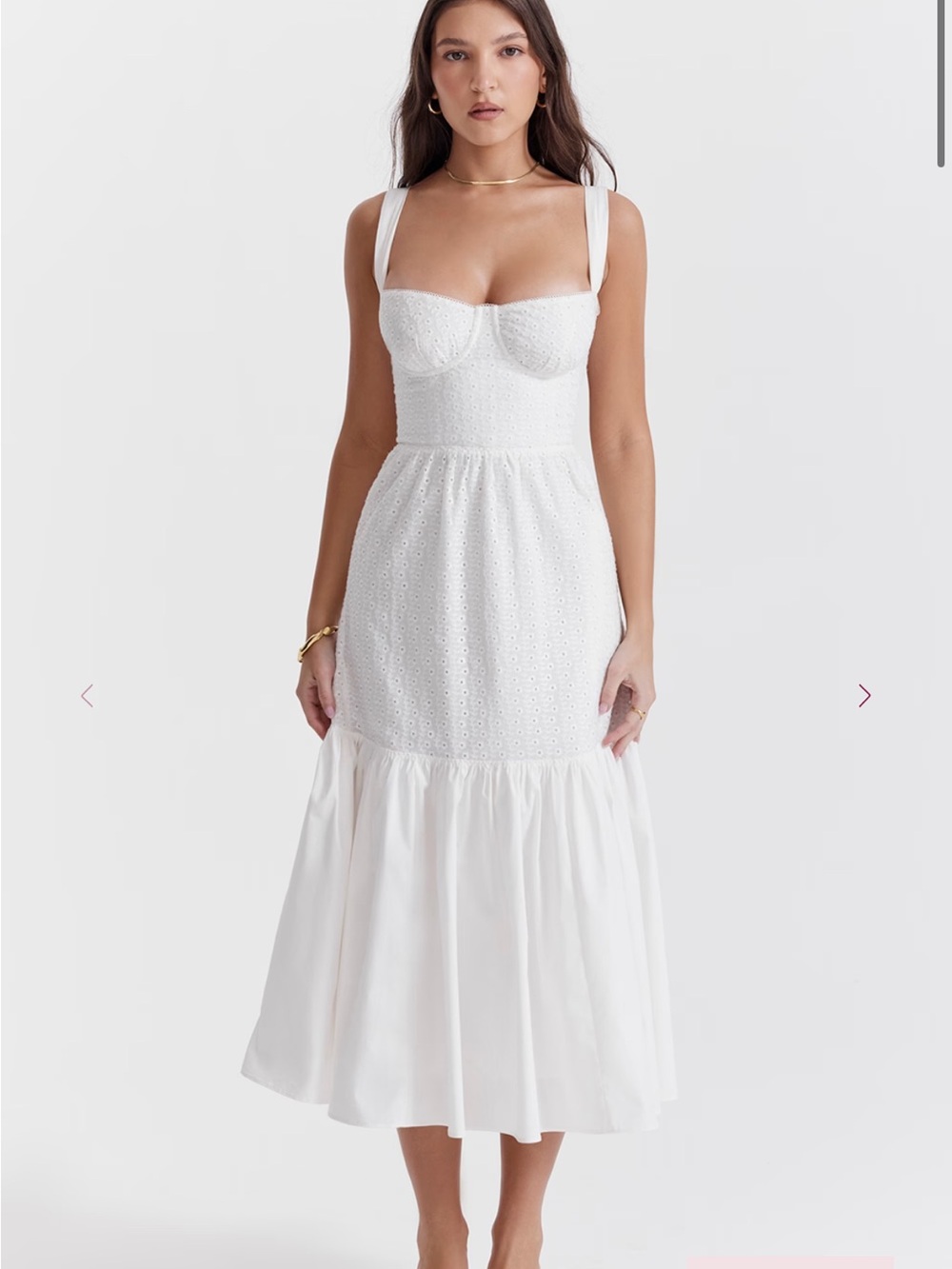 House of CB White Eyelet Bustier Midi Dress